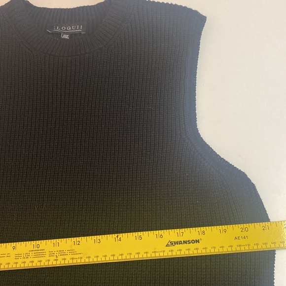 ELOQUII XL black knit sleeveless sheath tunic dress pockets knit side slits vest - Picture 5 of 10